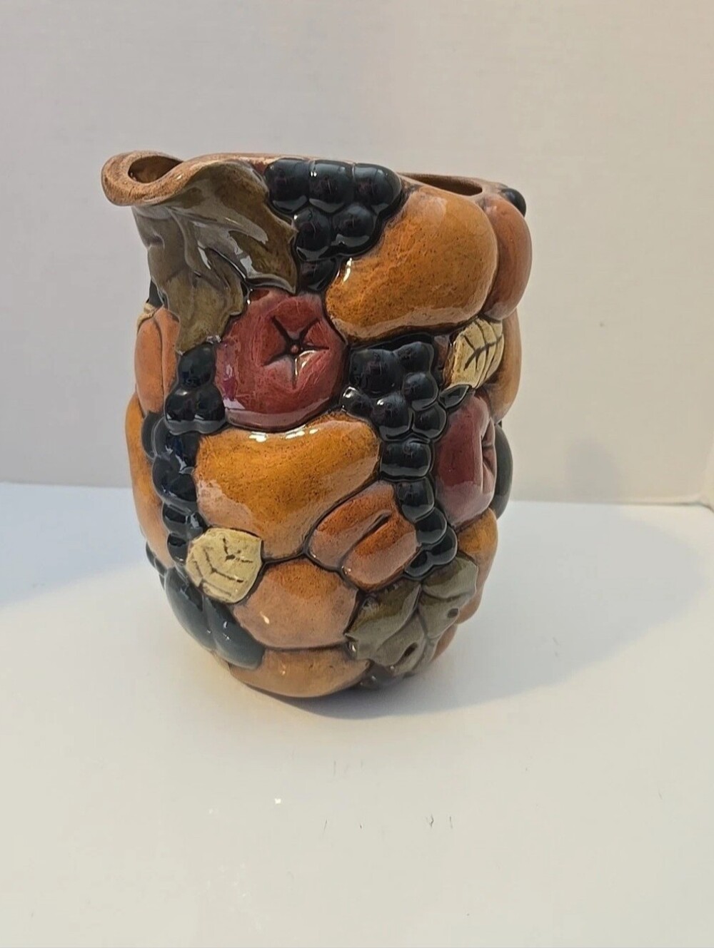 3D Fruit Ceramic Glazed Pitcher/Vase Hand Painted. By Majolica - Picture 2 of 11